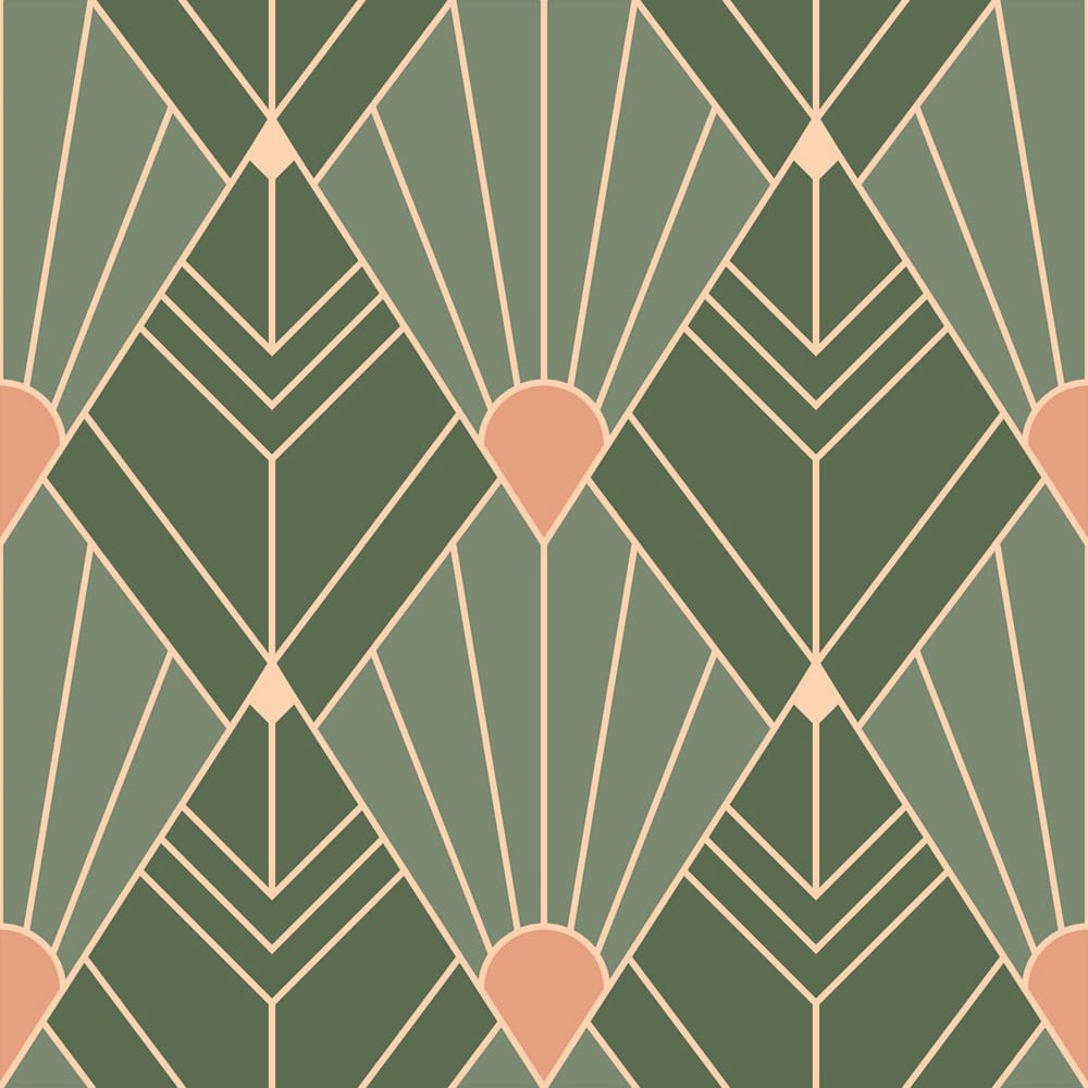 Bobbi Beck Eco Luxury Art Deco Diamond Green Wallpaper Image