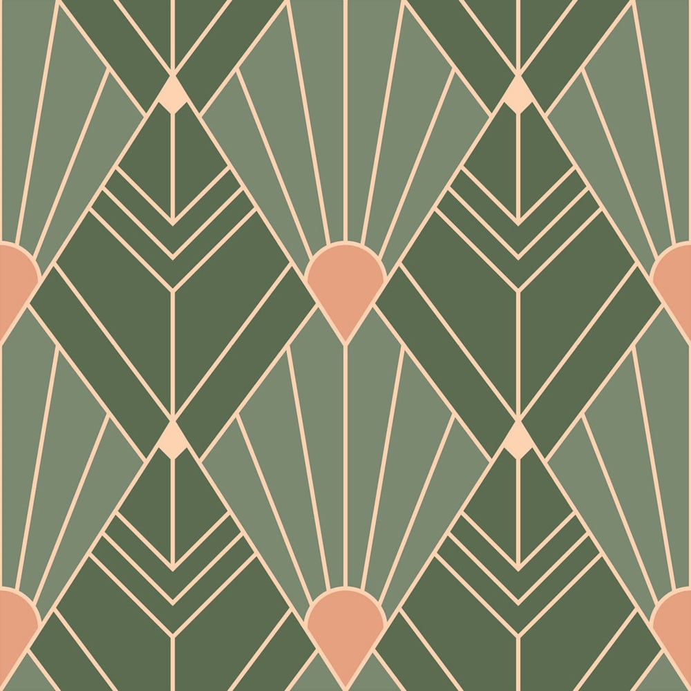 Bobbi Beck Eco Luxury Art Deco Diamond Green Wallpaper Image