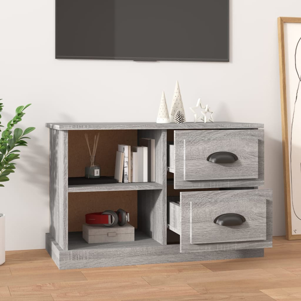 vidaXL 2 Drawer 2 Shelf Grey Sonoma TV Cabinet Image 9
