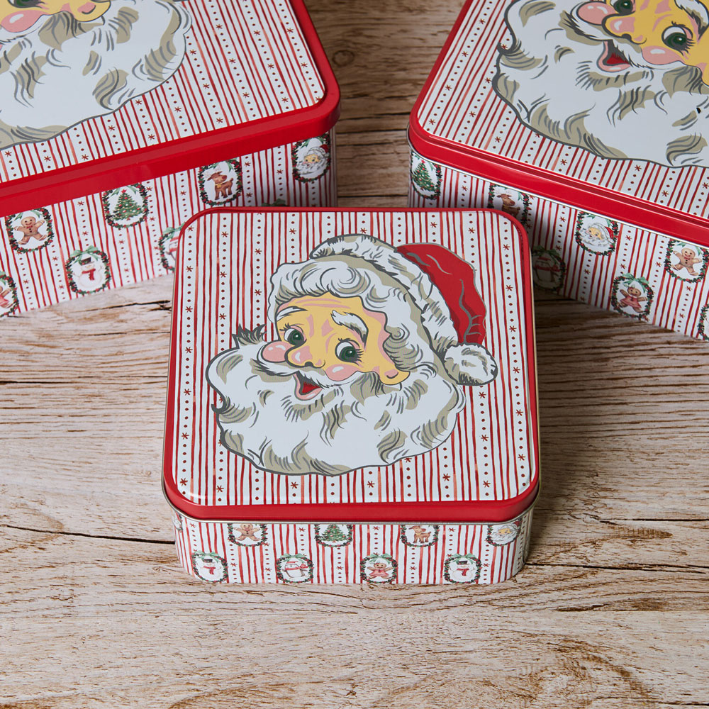 Pack of 3 Santa Face Cake Tins Image 3