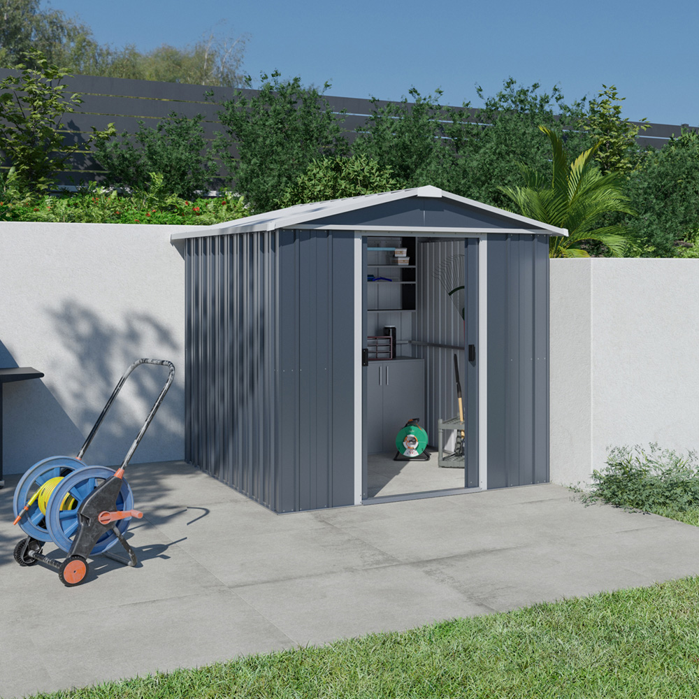 Yardmaster 6'8 x 4'6ft Castleton Anthracite Apex Metal Storage Shed Image 3