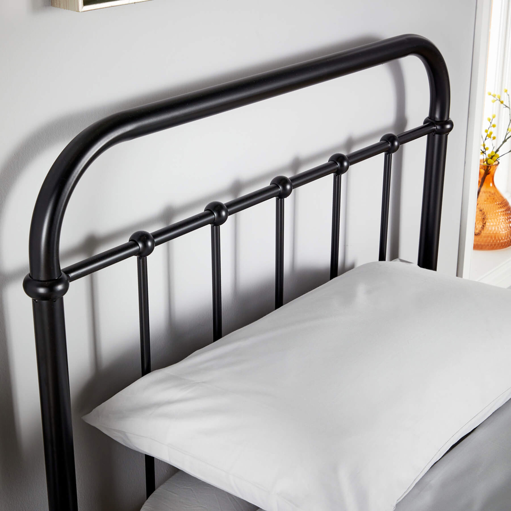Home Source Minerva Vintage Single Black Metal Bed Frame Image 4