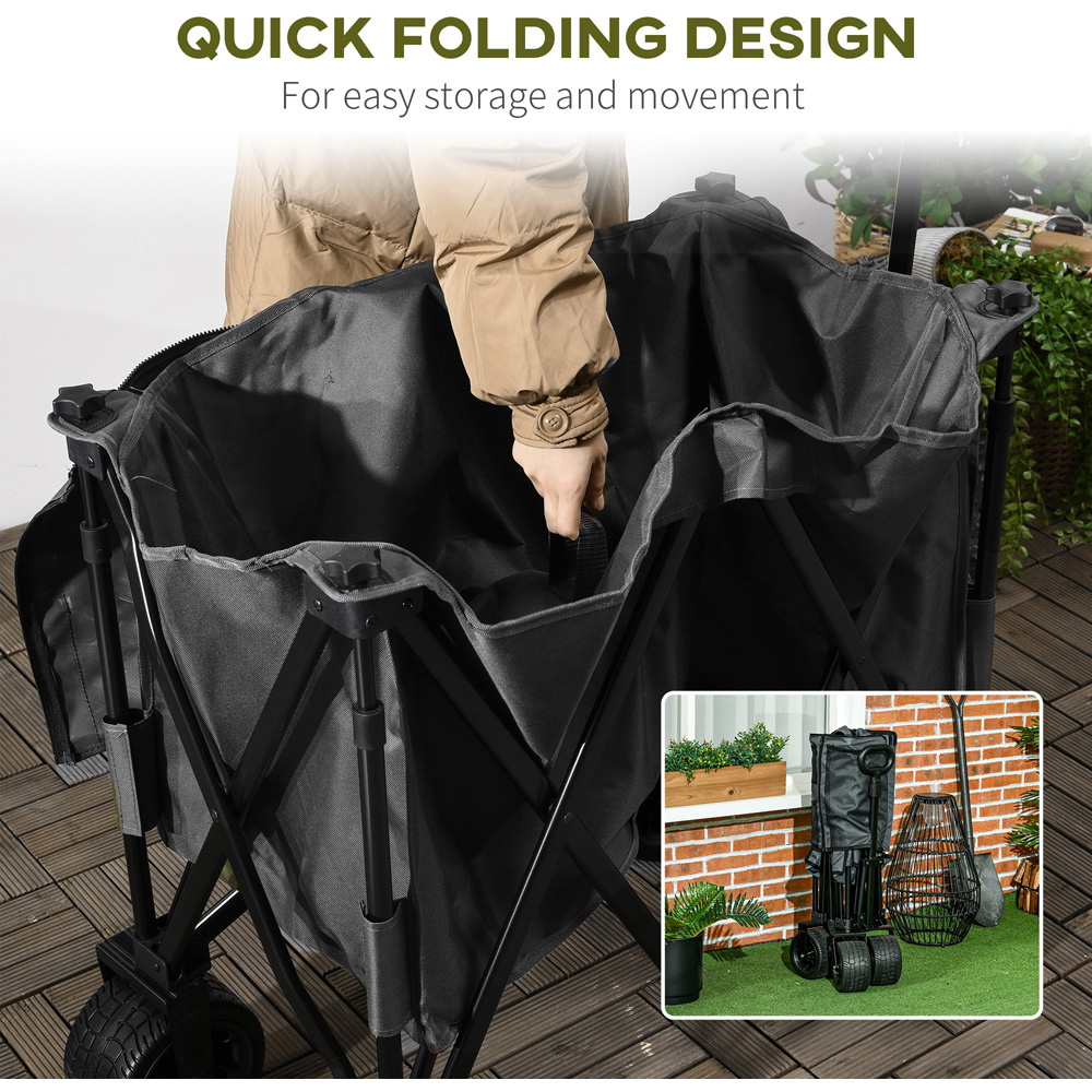 Outsunny Dark Grey Folding Garden Trolley Image 5