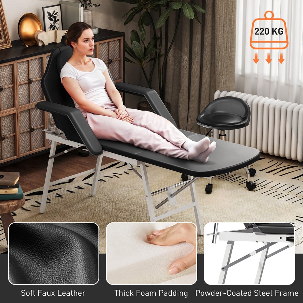 HOMCOM Black 3 Zone Adjustable Massage Table Image 6