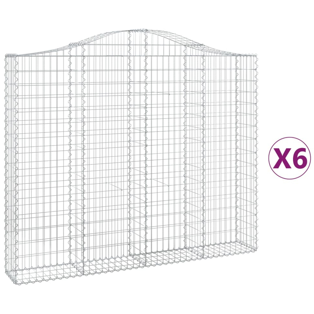 vidaXL Silver Galvanised Iron Arched Gabion Basket 200 x 30 x 160/180cm 6 Pack Image 2
