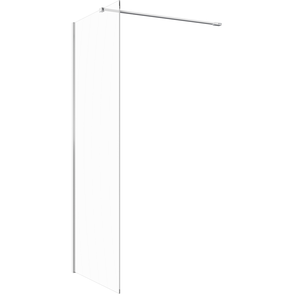 Bathstore Nero Glass Wetroom Shower Panel with Chrome Profile and Side Bar 760mm Image 3