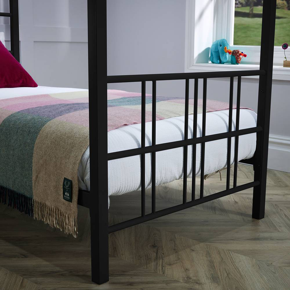 XR Living Fern Single Black 4 Poster Bed with White Soft Glow LED Light Image 3
