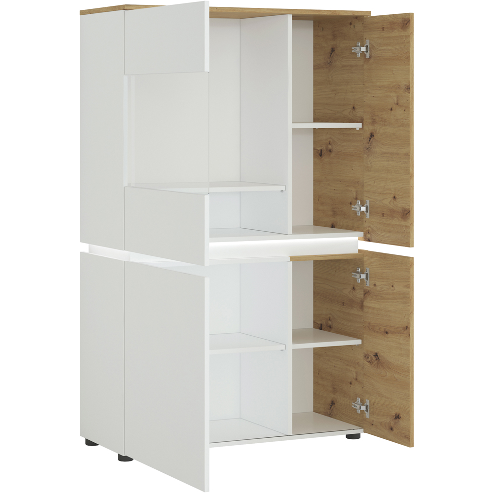 Florence Luci 4 Door White and Oak Low Display Cabinet with LED lighting Image 3