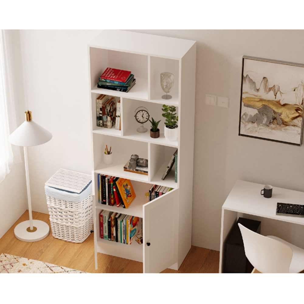 Evu Elise 2 Door 6 Shelf White Bookcase Image 5