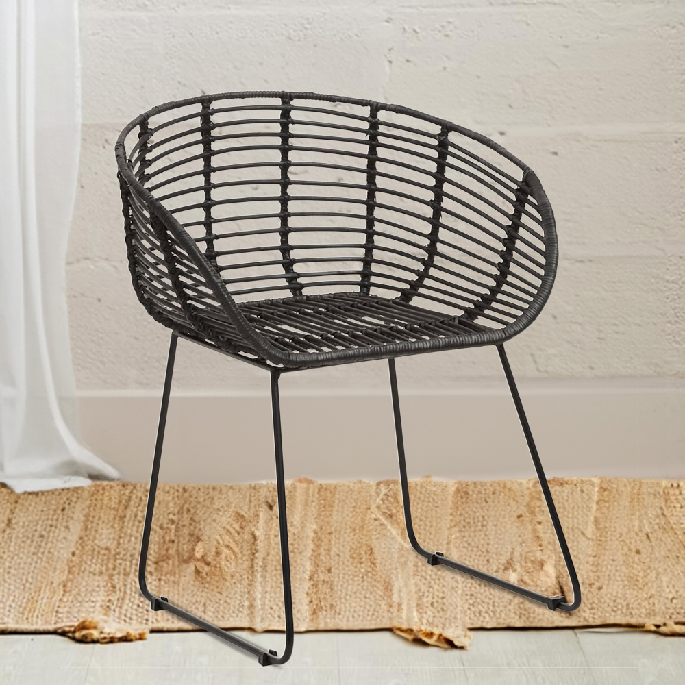 Interiors by Premier Lagom Black Rattan Round Chair Image 1