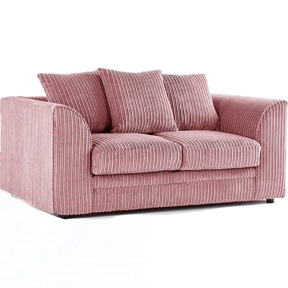 Luxor 2 Seater Pink Jumbo Cord Scatter Back Sofa Image 2