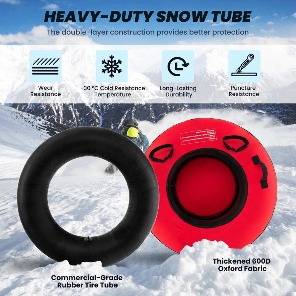 Costway Red Heavy Duty Snow Tube with Seat Cushion Image 5