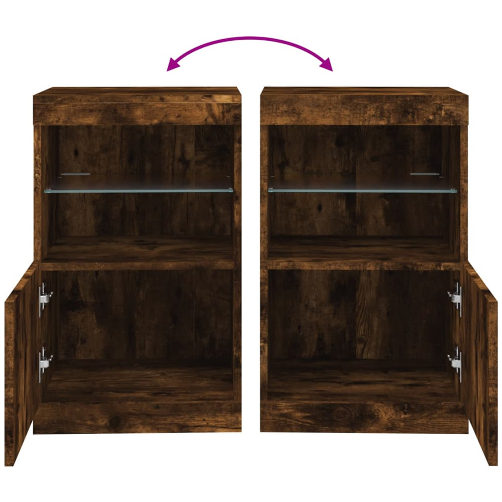 vidaXL Single Door 2 Shelf Smoked Oak Sideboard Image 9