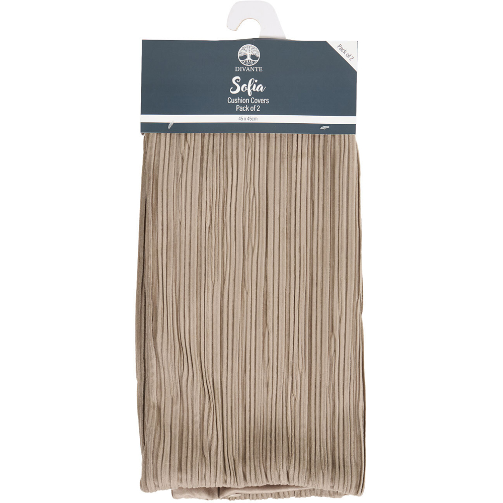 Pack of 2 Sofia Pleated Velvet Cushion Covers Gold Image 4