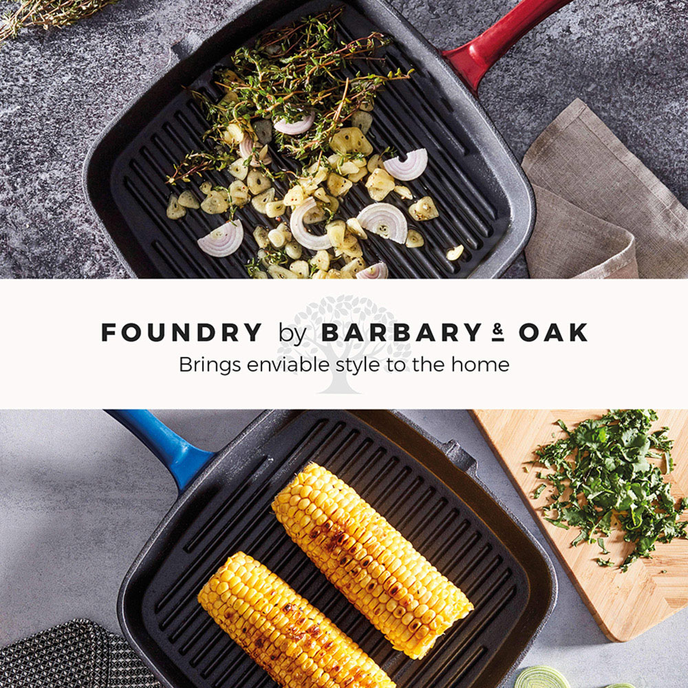 Barbary and Oak 23cm Red Cast Iron Grill Pan Image 7