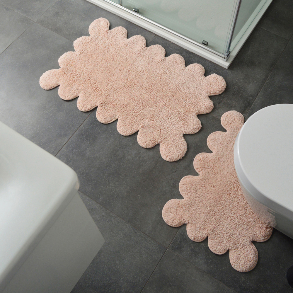 Allure Bath Fashions 2 Piece Scallop Blush Pink Bath Mat Set Image 4