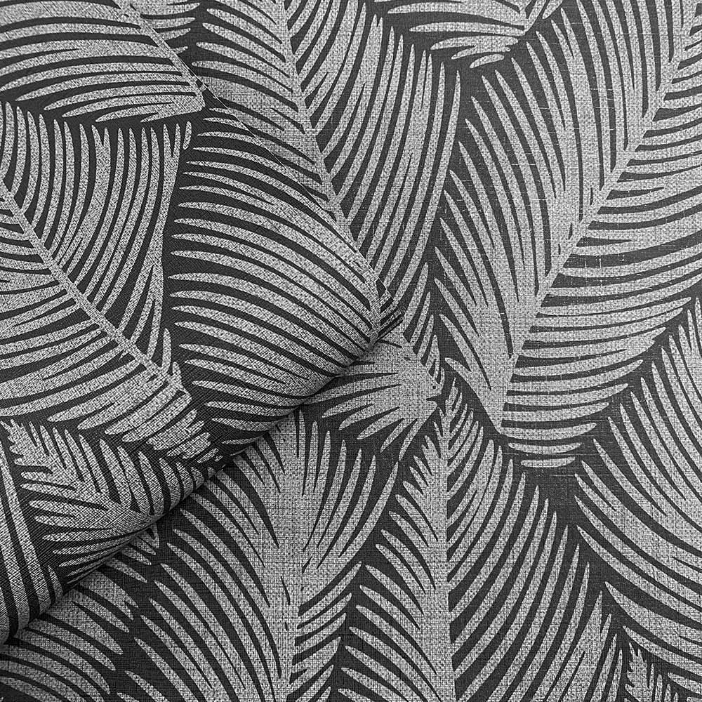Muriva Denver Leaf Charcoal Wallpaper Image 2