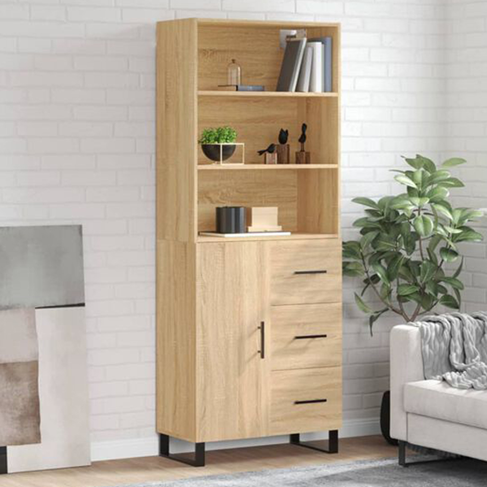 vidaXL Single Door 3 Drawer 3 Shelf Sonoma Oak Highboard Image 1