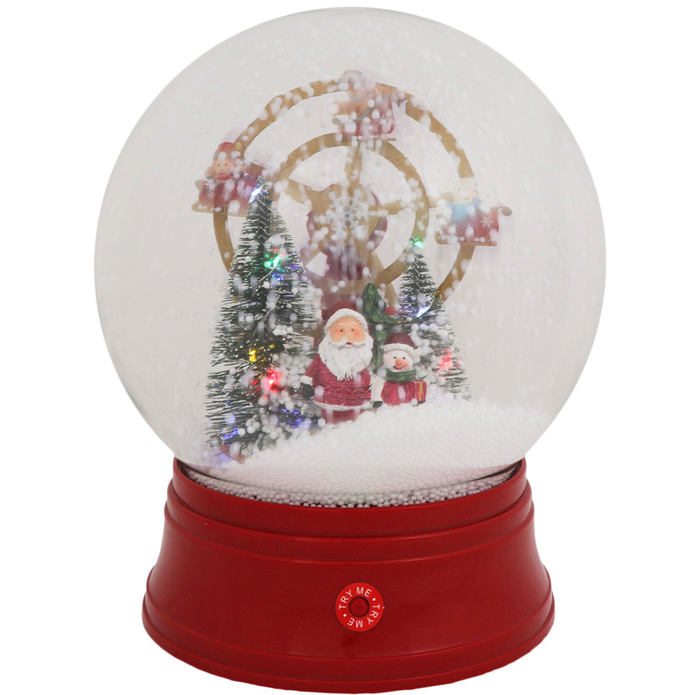 LED Snowing Ferris Wheel Globe - Red Image 2