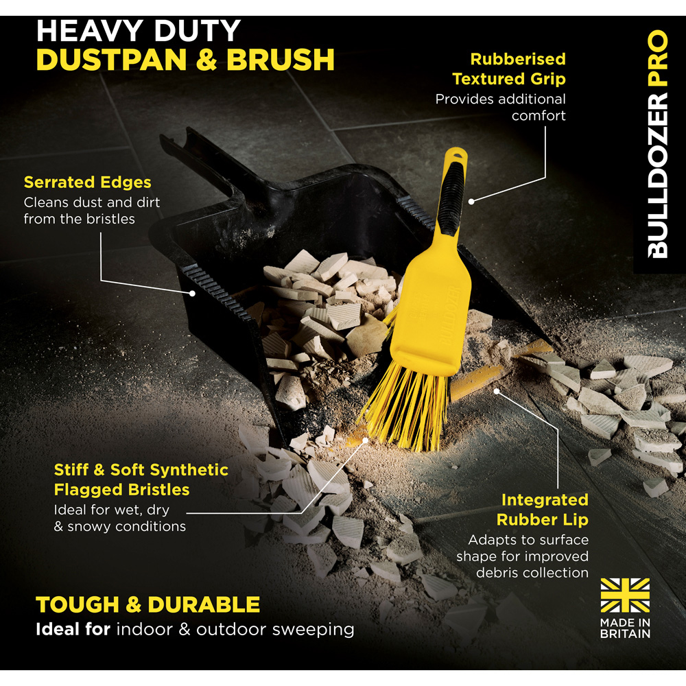 Charles Bentley Yellow Bulldozer Dustpan and Brush Set Image 6