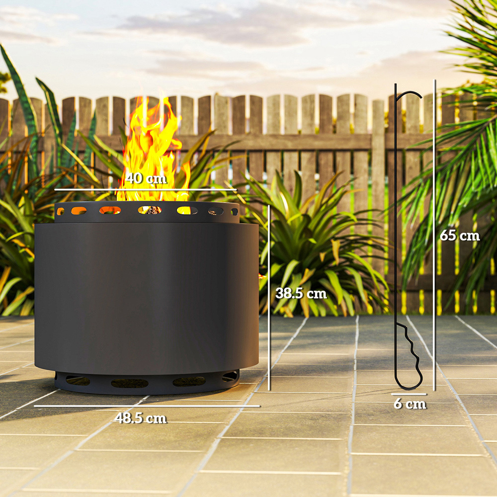 Outsunny Dark Grey Smokeless Wood Burning Metal Firepit Image 9