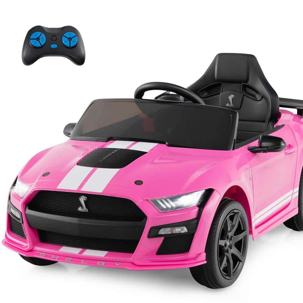 Costway Kids Pink Licensed Ford Mustang Shelby GT500 Electric Ride On Car 12V Image 4