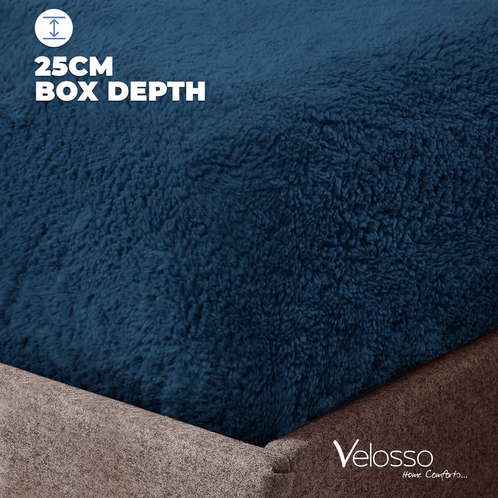Velosso Double Navy Teddy Fleece Fitted Sheet Image 5