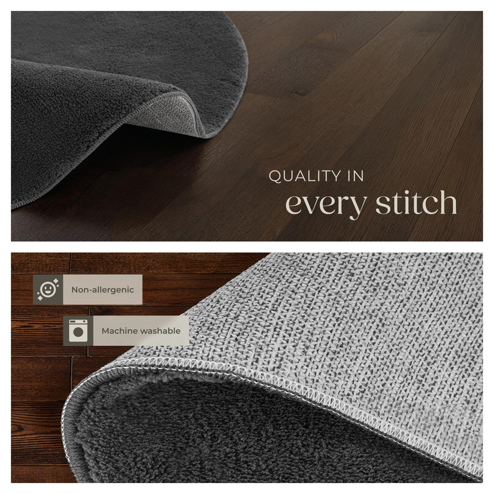 tectake Zonelle Anthracite Short Pile Ultra Soft Rug 120 x 120cm Image 5
