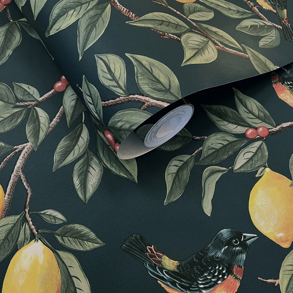 Holden Decor Lemon Leaf Trail Teal Wallpaper Image 2