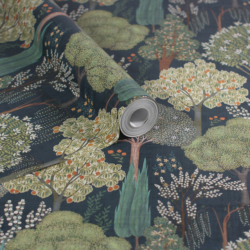 Esselle Home Persian Oasis Navy and Green Wallpaper Image 2