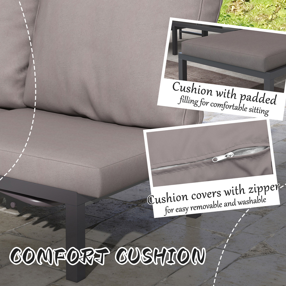 Outsunny 6 Seater Grey Garden Sun Lounger Set Image 5