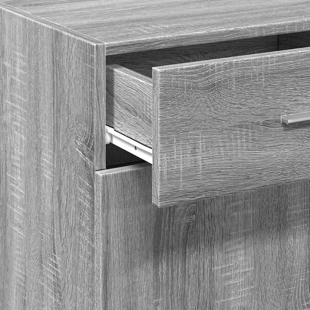 vidaXL Single Door Single Drawer Grey Sonoma Wooden Sideboard Image 9
