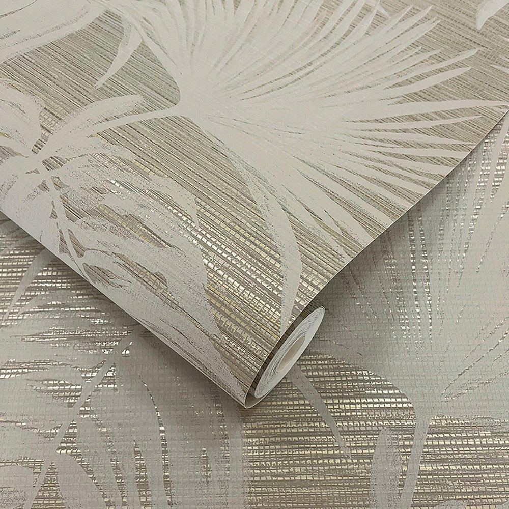 Rasch Wallpaper Grasscloth Leaf Taupe Wallpaper Image 2