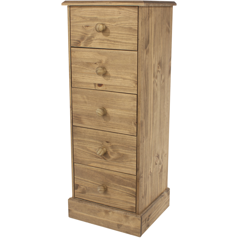 Core Products Cotswold 5 Drawer Pine Narrow Chest of Drawers Image 4