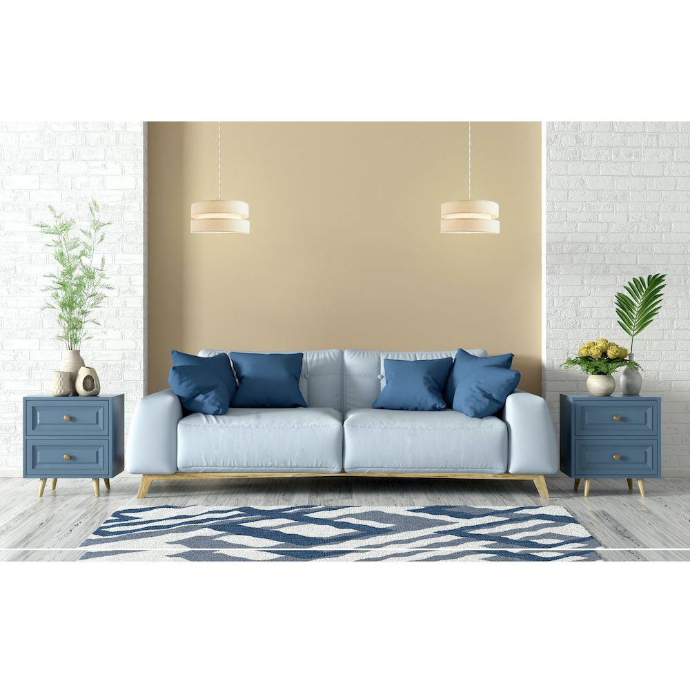 Happy Homewares Contemporary 3 Tier Cream Linen Fabric Pendant Shade Image 2