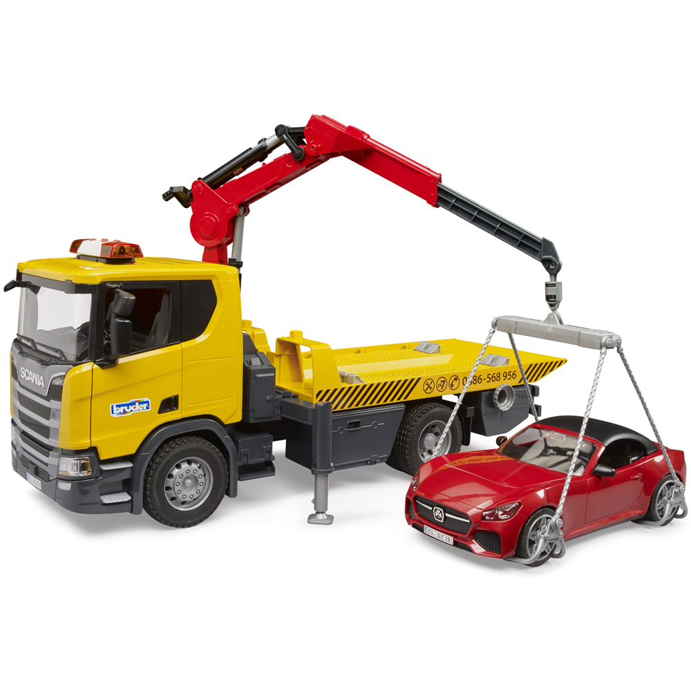 Bruder Scania Super 560R Light and Sound Tow Truck with Roadster Car Image 8