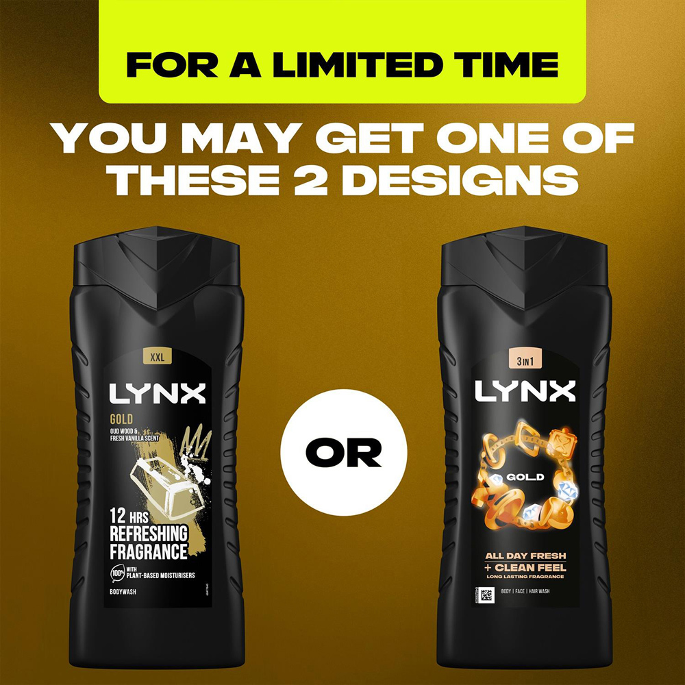 Lynx Gold Oud Wood and Fresh Vanilla 3-in-1 Refreshing Shower Gel 500ml 6 Pack Image 8