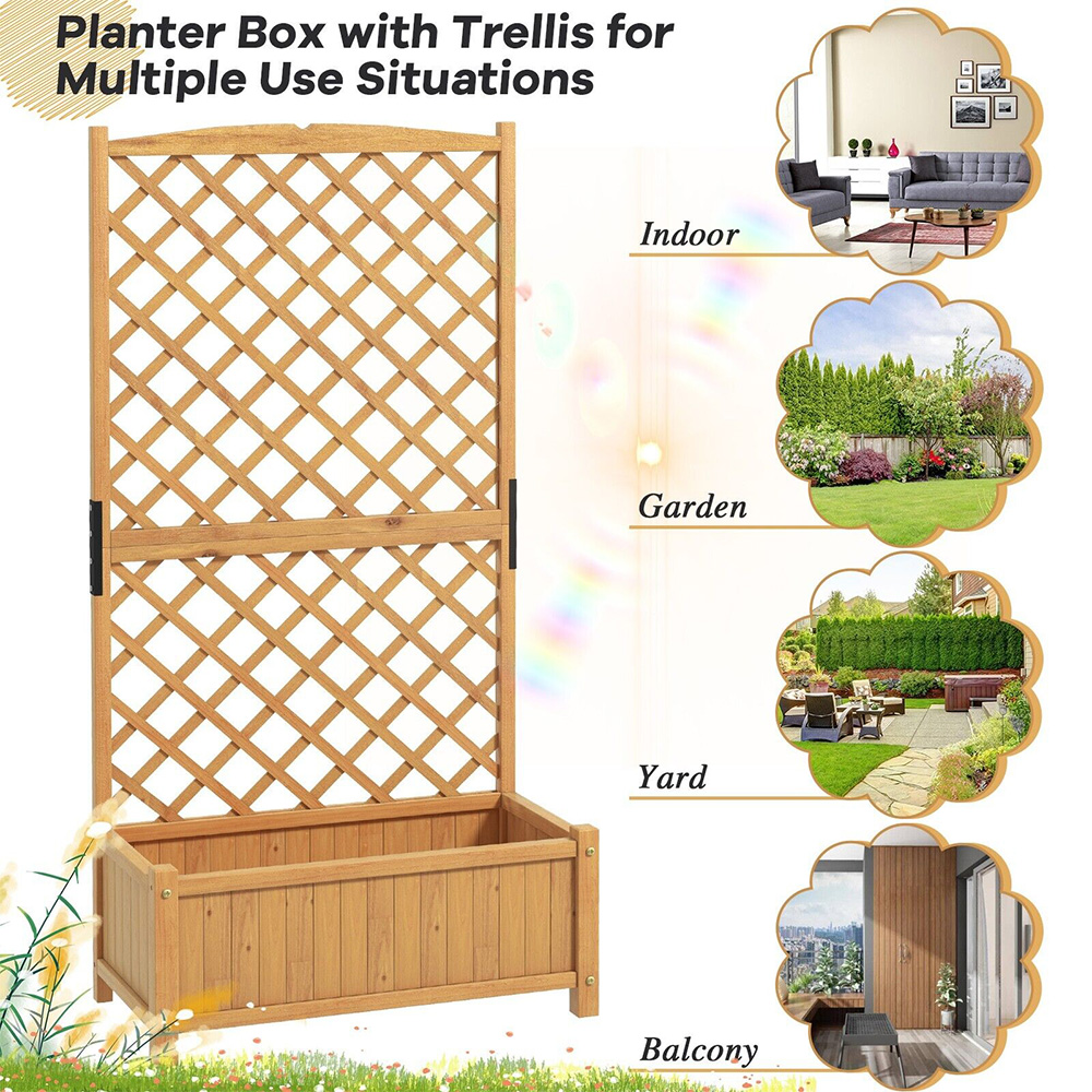Costway Orange Raised Garden Bed Trellis Planter Image 5