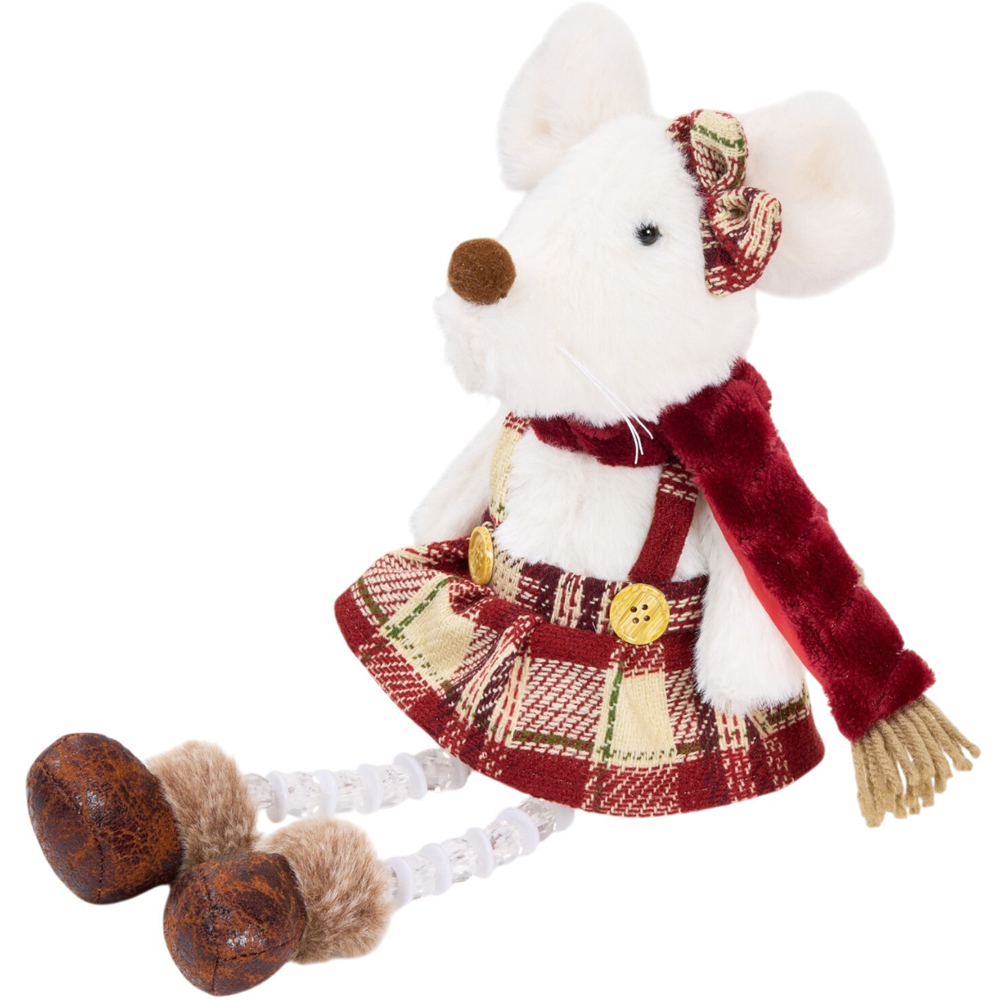 Shelf Sitting Plaid Winter Mouse Decoration Image 7