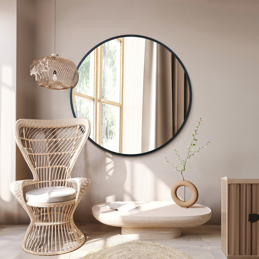 The Fenestra Black Metal Wall Mirror 110 x 110cm Image 7