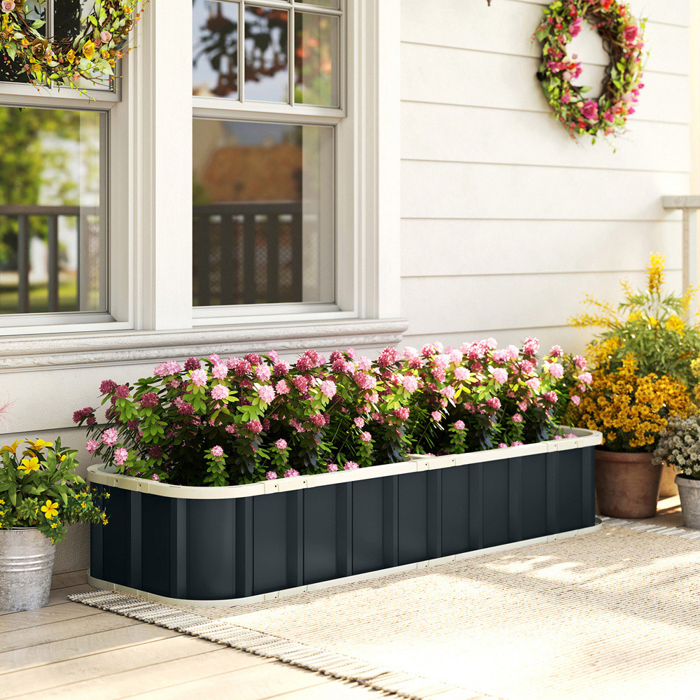 Outsunny Galvanised Raised Garden Bed with Gloves 165 x 52 x 31cm Image 2