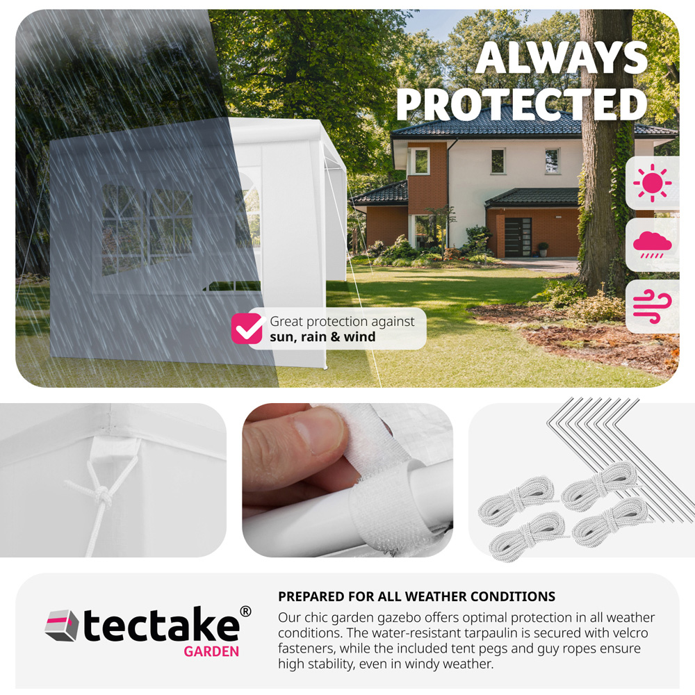 tectake Baraban White 3 Side Panel Gazebo Image 4