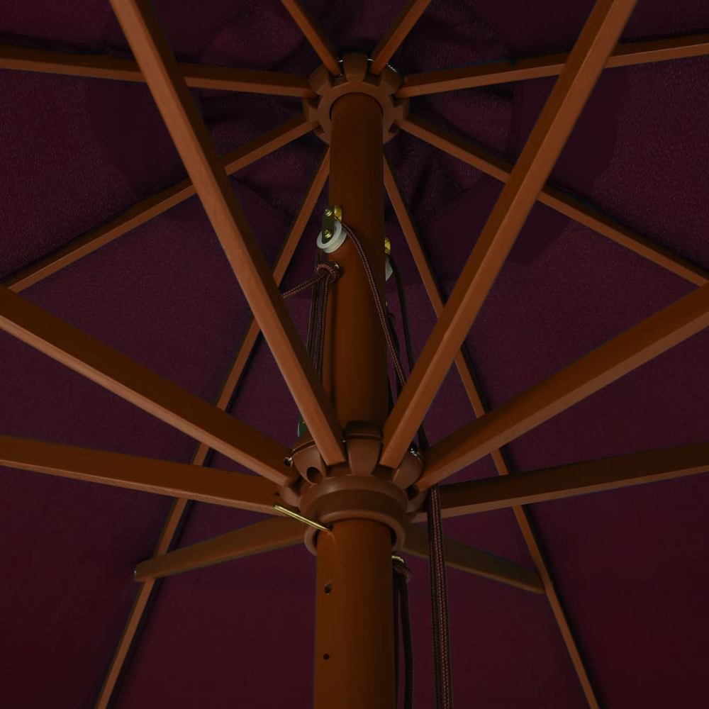 vidaXL Red Garden Parasol with Wooden Pole 3.3m Image 3