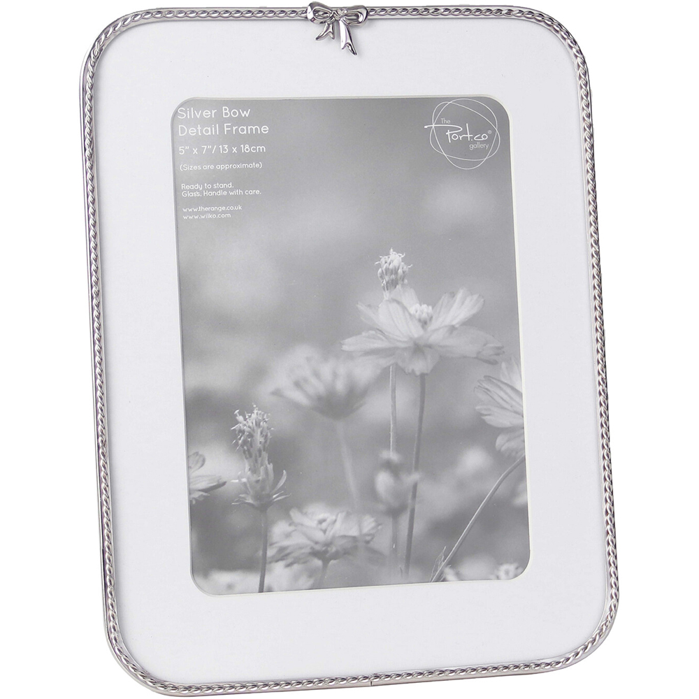 Metal Bow Detail Photo Frame Silver Image 1