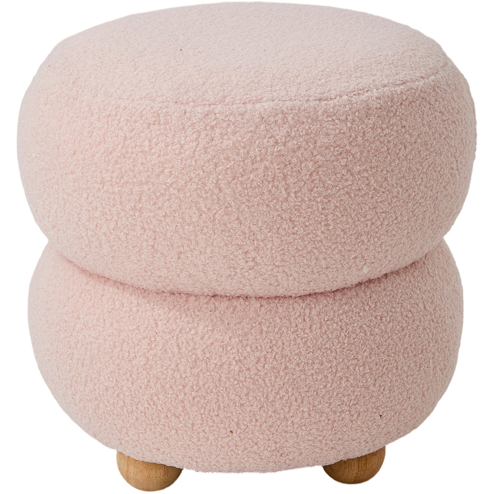 Living and Home Pink Teddy Fleece Double Layer Round Footstool Image 2