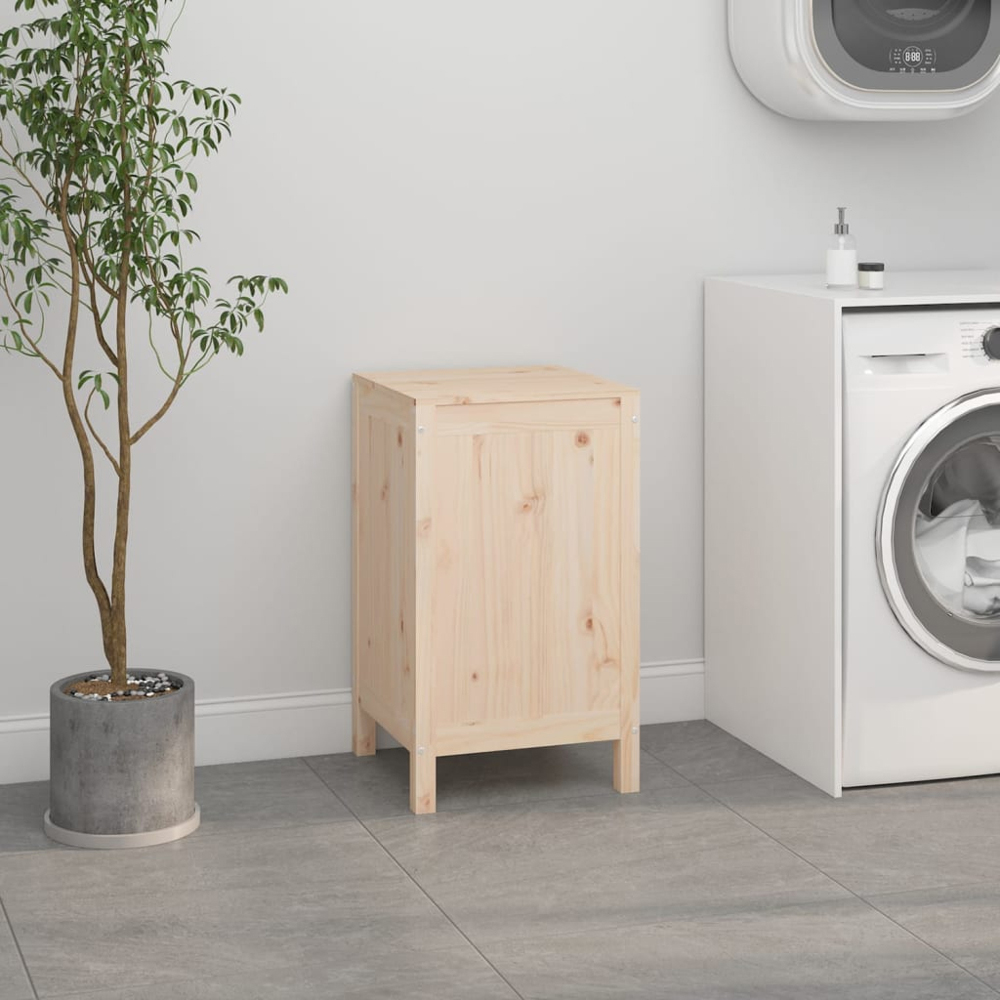 vidaXL Solid Pine Wood Laundry Basket 44 x 44 x 66cm Image 2