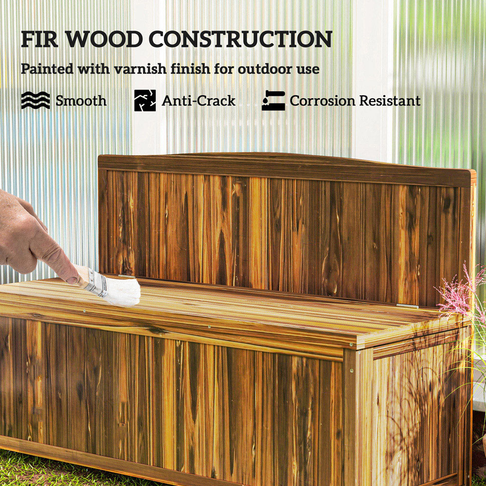 Outsunny 2 Seater Brown Wood Storage Bench Image 6