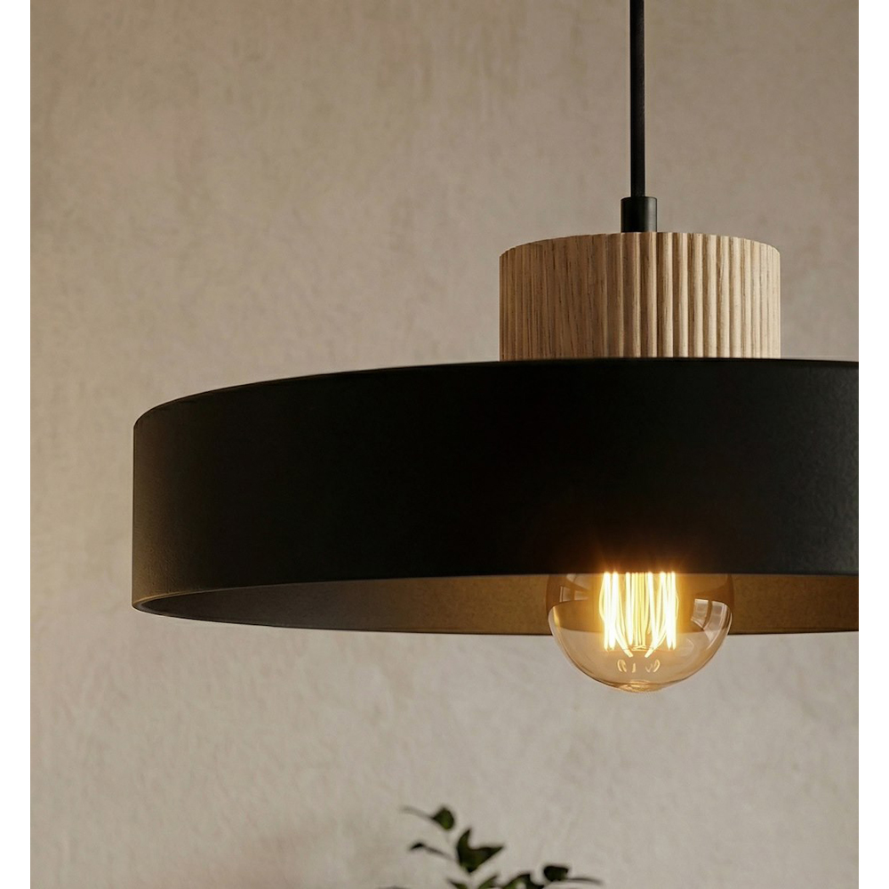 Emibig Kivi Layered Shade Black E27 Large Ceiling Pendant Light Image 6