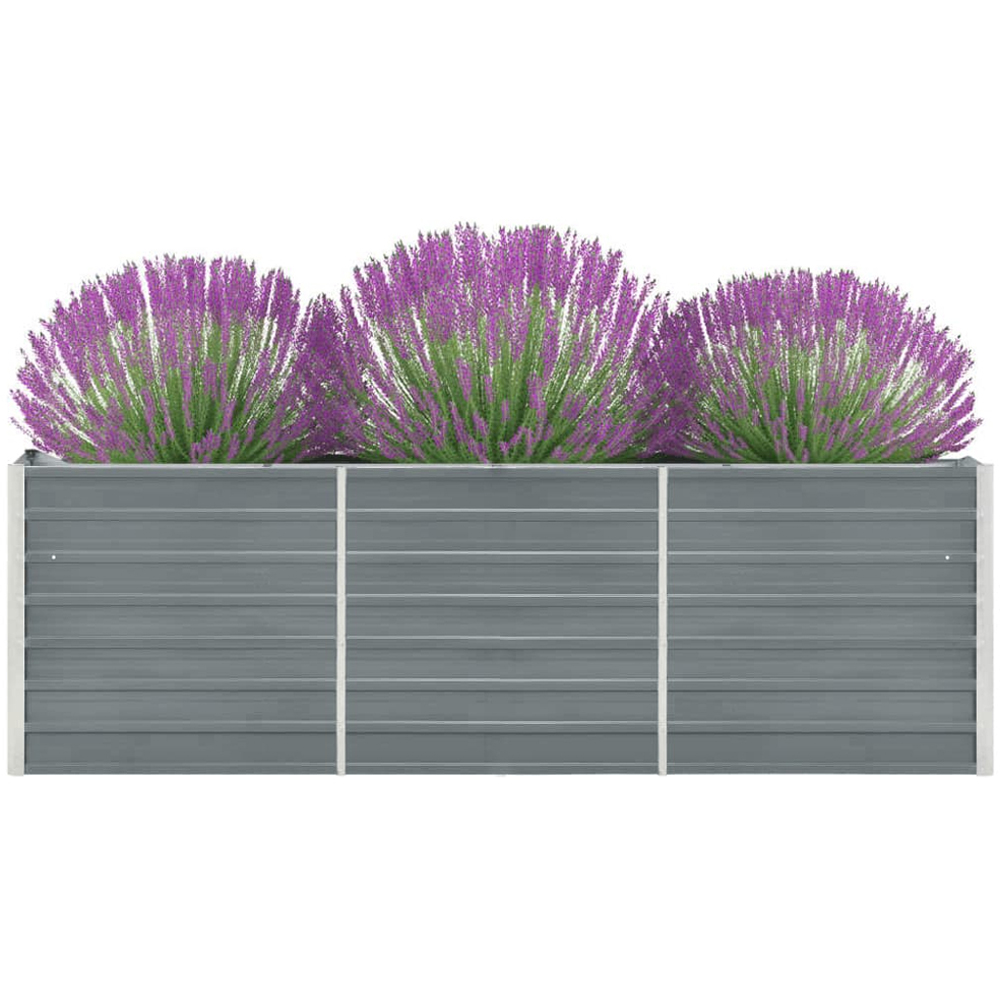 vidaXL Grey Galvanised Steel Raised Garden Bed 77 x 240 x 40cm Image 2