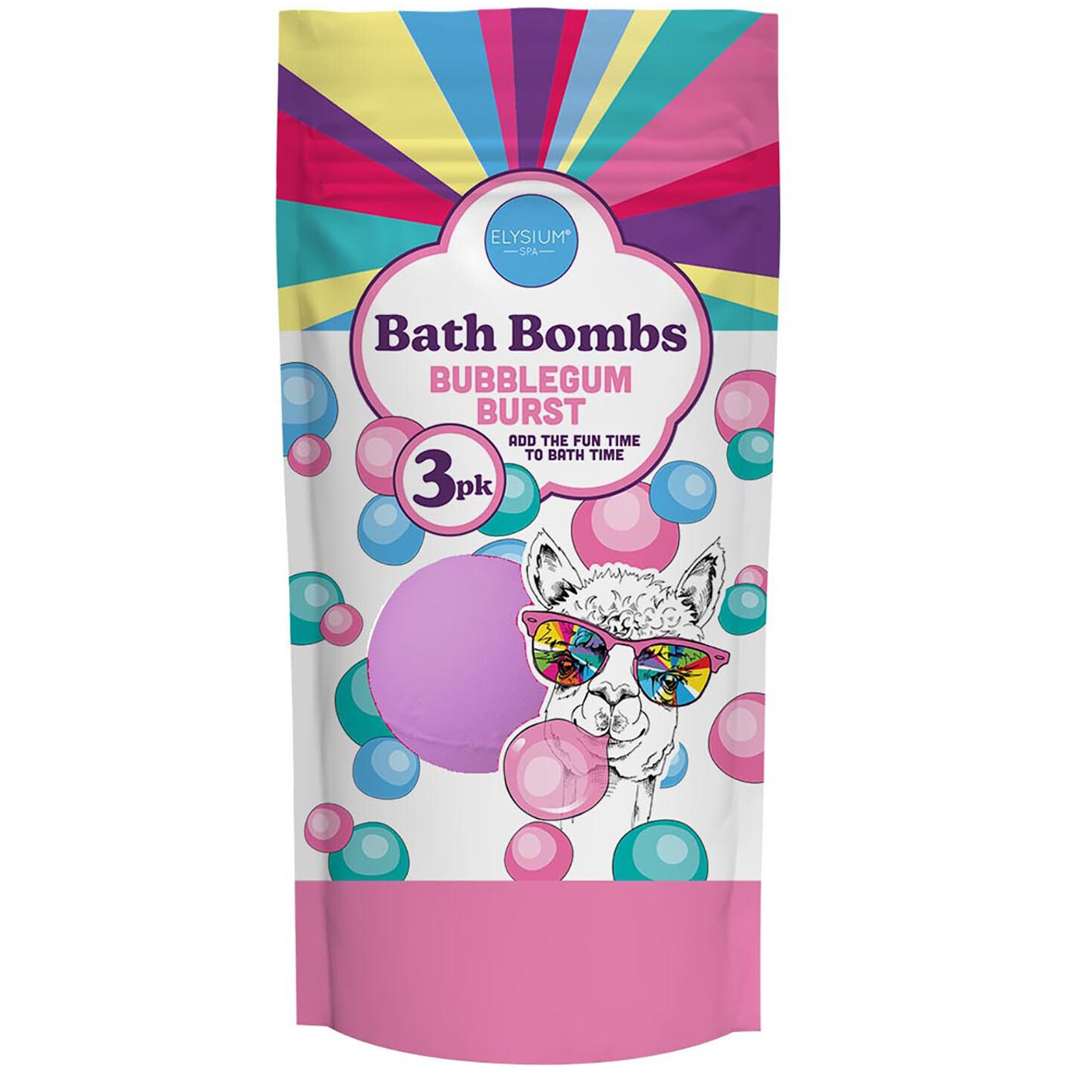 Pack of 3 Elysium Spa Bubblegum Burst Bath Bombs - Pink Image